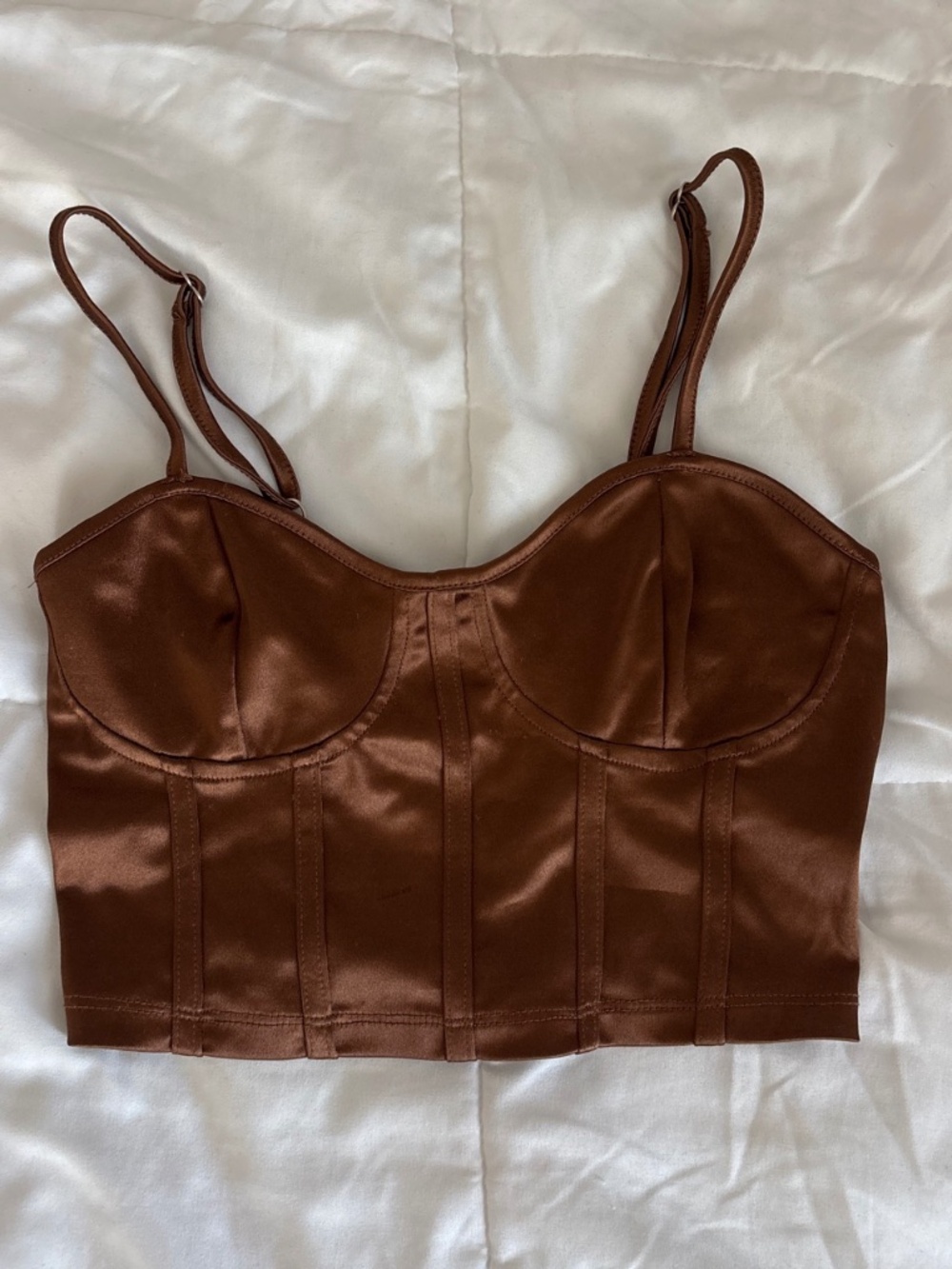 Sky & Sparrow Brown Satin Corset Top